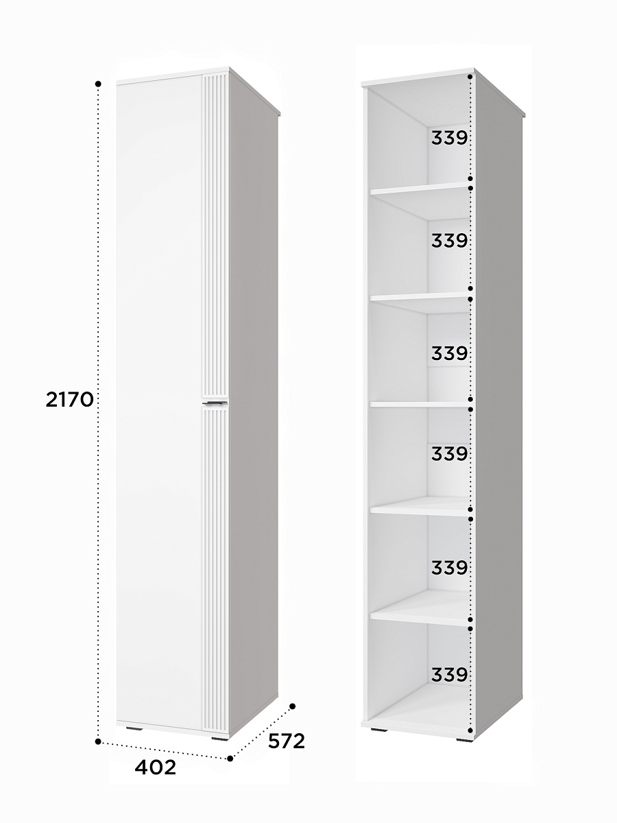 Пенал Эмилия ЭЛ-15К глухой белый структурный/меренга