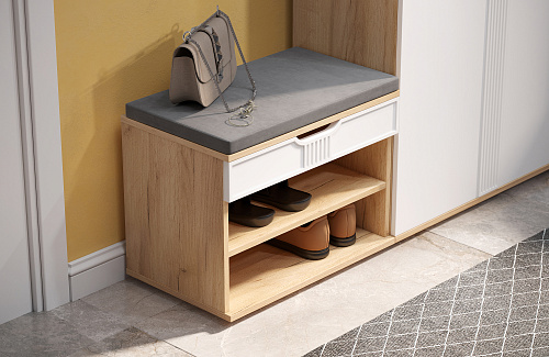 Тумба Эмилия ЭЛ-44К дуб крафт золотой/меренга