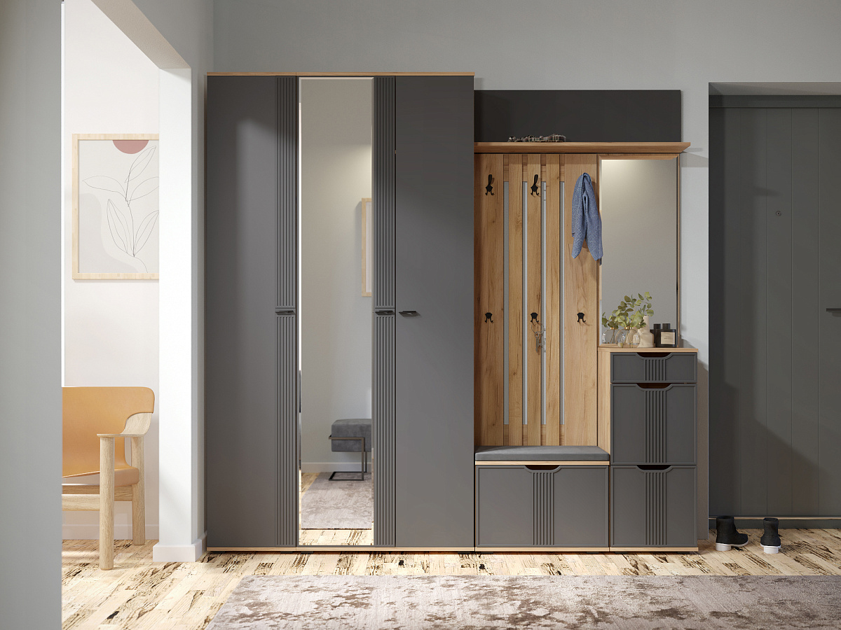 Шкаф для одежды Эмилия ЭЛ-16К комбинированный дуб крафт золотой/графит