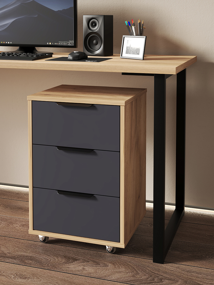 Тумба мобильная К-54 дуб крафт золотой/графит