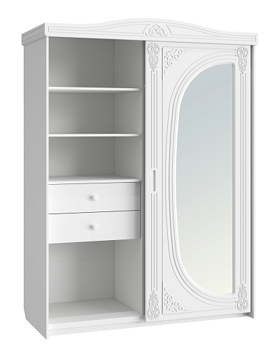 Шкаф-купе с зеркалом Ассоль АС-16 белое дерево