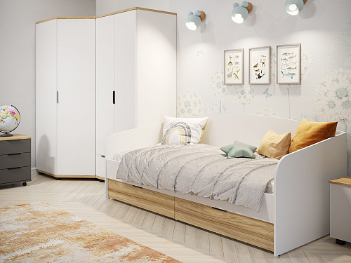 Шкаф платяной Скайлайт СЛ-2К блэквуд ячменный/белый/меренга