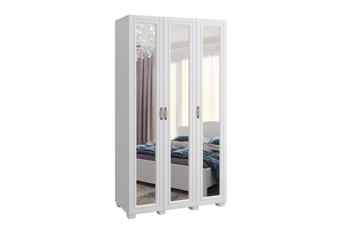 Шкаф «Монблан» МБ-24К с зеркалом белое дерево