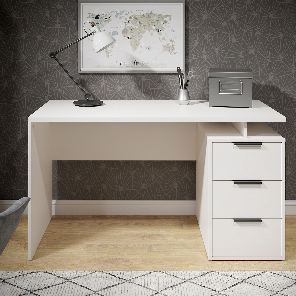 Стол С-407 белый структурный/меренга (1350*600)