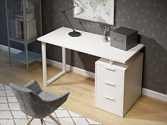 Стол С-416 белый структурный/меренга (1350*600 белая опора)