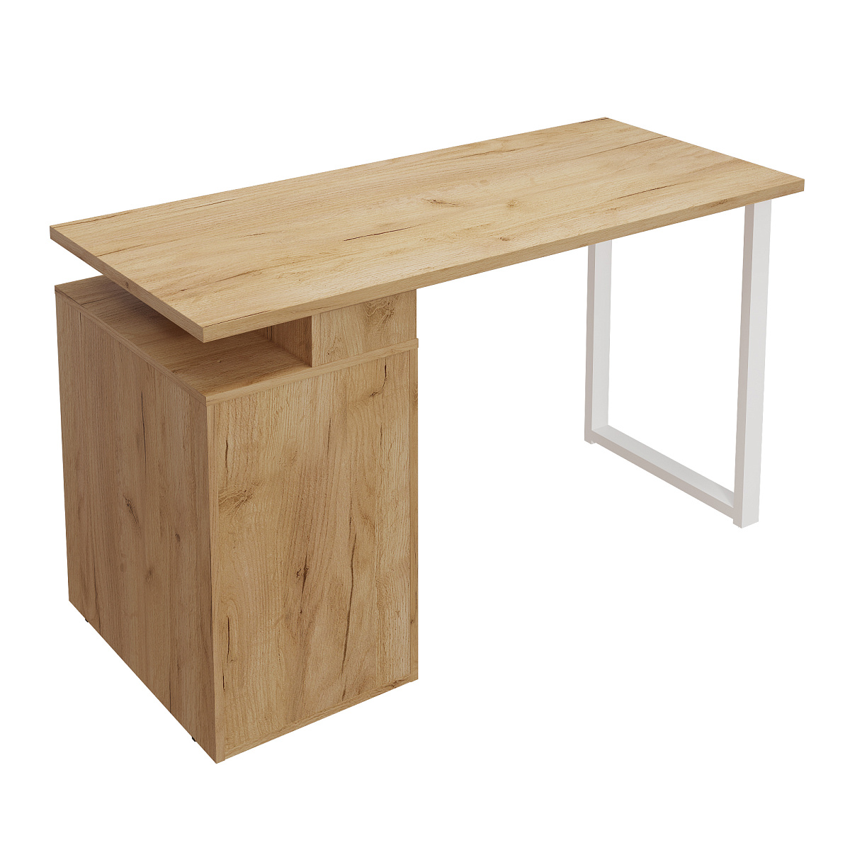 Стол С-416 дуб крафт золотой/меренга (1350*600 белая опора)