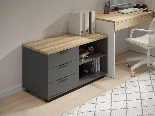 Тумба Скайлайт СЛ-13К (ящики слева) блэквуд ячменный/графит