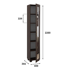 Шкаф-пенал с зеркалом «Монблан» МБ-22К венге/орех шоколадный