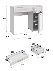 Стол туалетный Оливия ОЛ-19 белый бриллиант/бланж