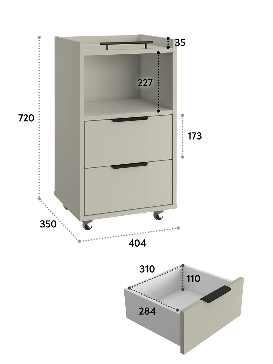 Тумба К-30 глиняный серый/риолит