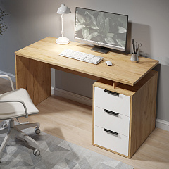 Стол С-407 дуб крафт золотой/меренга (1350*600)