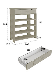 Тумба для обуви ДримСтар ДС-20 (800) глиняный серый/риолит