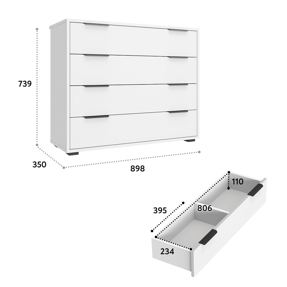 Комод Оптима ОП-04 белый структурный/меренга