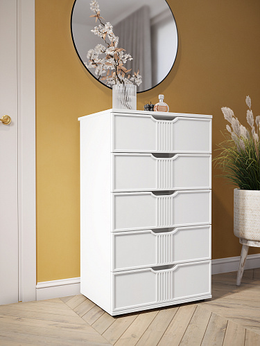 Комод Эмилия ЭЛ-18 белый структурный/меренга