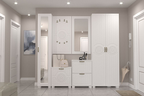 Шкаф-пенал с зеркалом «Монблан» МБ-22К белое дерево