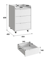 Тумба мобильная К-57 белый структурный/меренга