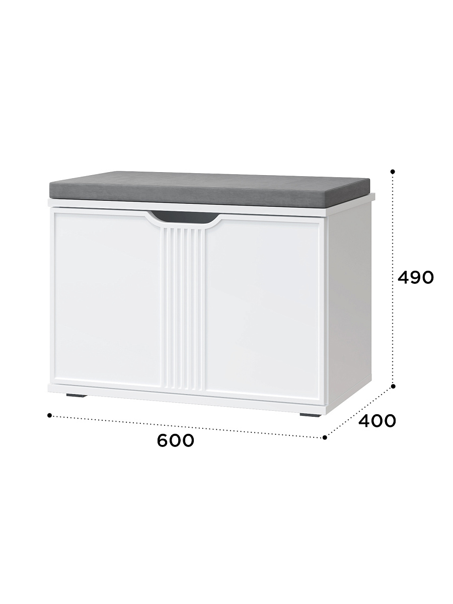 Тумба Эмилия ЭЛ-4К (с подушкой) белый структурный/меренга