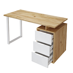 Стол С-416 дуб крафт золотой/меренга (1350*600 белая опора)