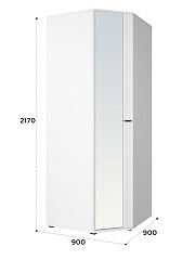 Шкаф угловой Эмилия ЭЛ-17К с зеркалом белый структурный/меренга