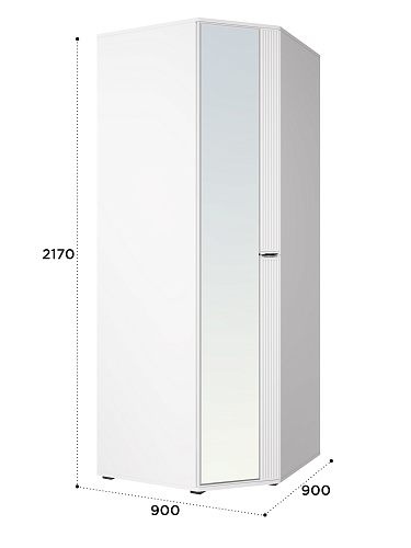 Шкаф угловой Эмилия ЭЛ-17К с зеркалом белый структурный/меренга