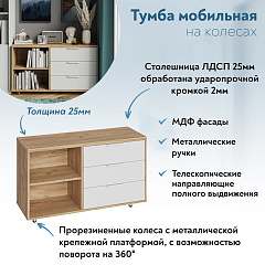 Тумба К-51 дуб крафт золотой/меренга