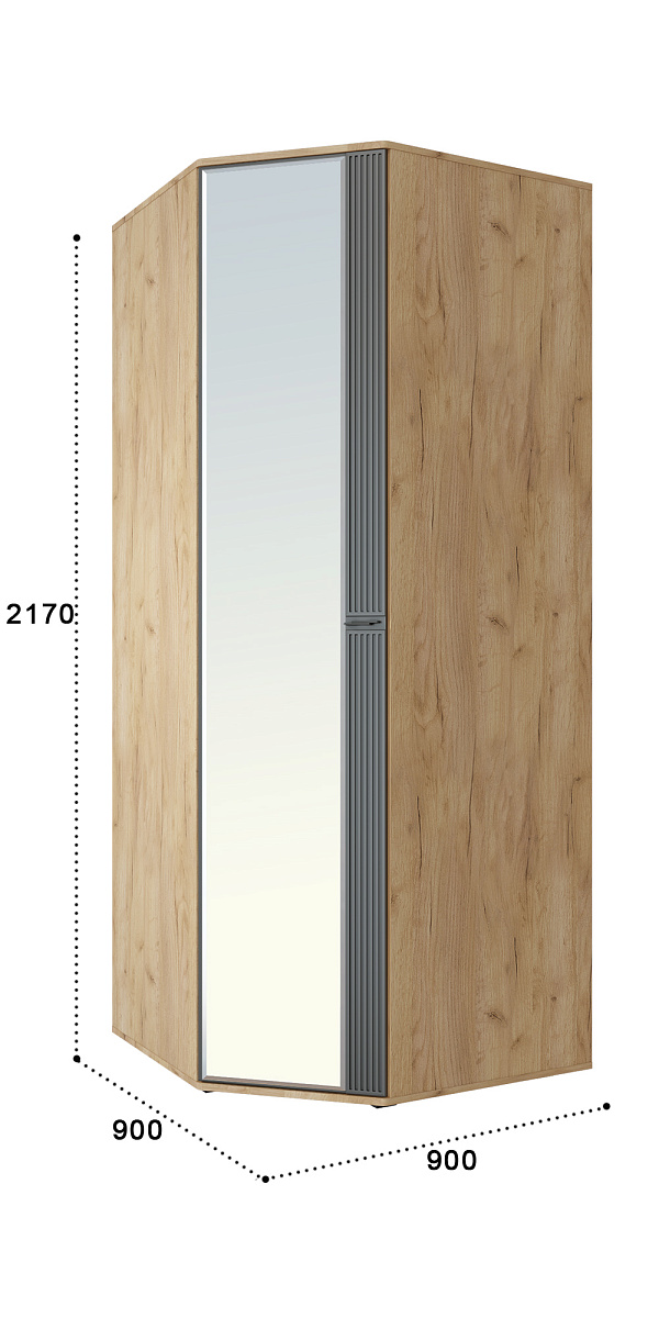 Шкаф угловой Эмилия ЭЛ-17К с зеркалом дуб крафт золотой/графит