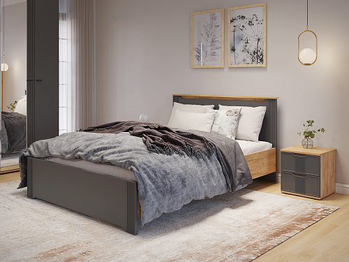 Кровать Эмилия ЭЛ-29 (140х200) дуб крафт золотой/графит