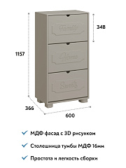 Тумба для обуви ДримСтар ДС-23 глиняный серый/риолит