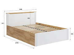 Кровать с ПМ Эмилия ЭЛ-33 (140х200) дуб крафт золотой/меренга