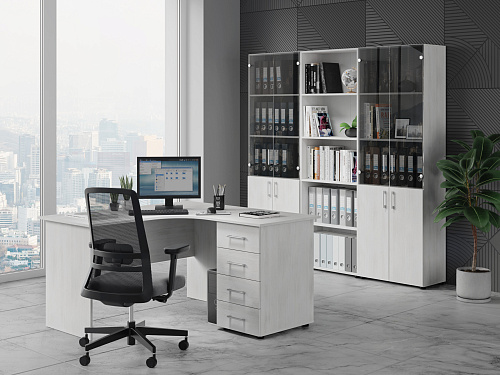 Комплект стол с тумбой ОФ-10+ОФ-20 северное дерево светлое