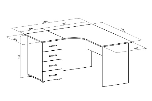 Комплект стол с тумбой ОФ-10+ОФ-20 дуб крафт табачный 