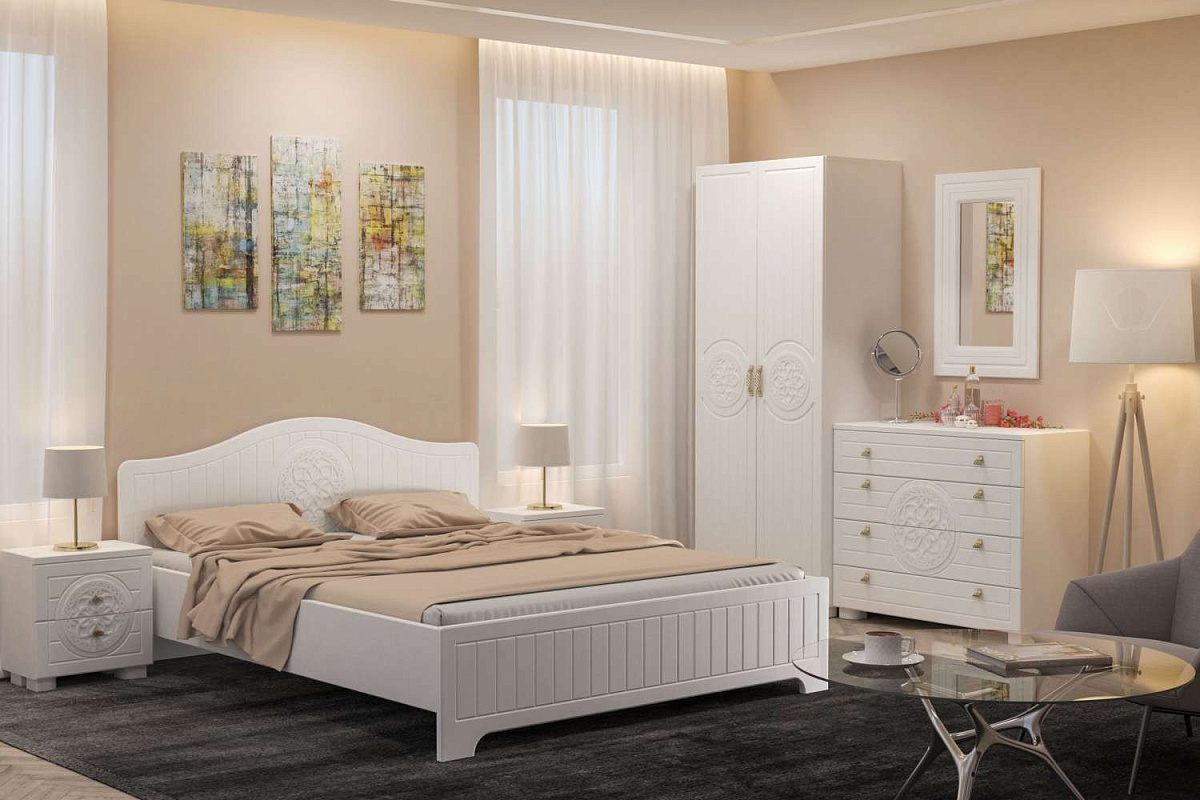 Гарнитур для спальни «Монблан 2020-03» белое дерево