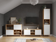 Тумба под ТВ Ирма ИР-13 дуб крафт/белый структурный