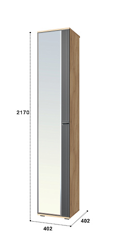 Пенал Эмилия ЭЛ-12К с зеркалом дуб крафт золотой/графит