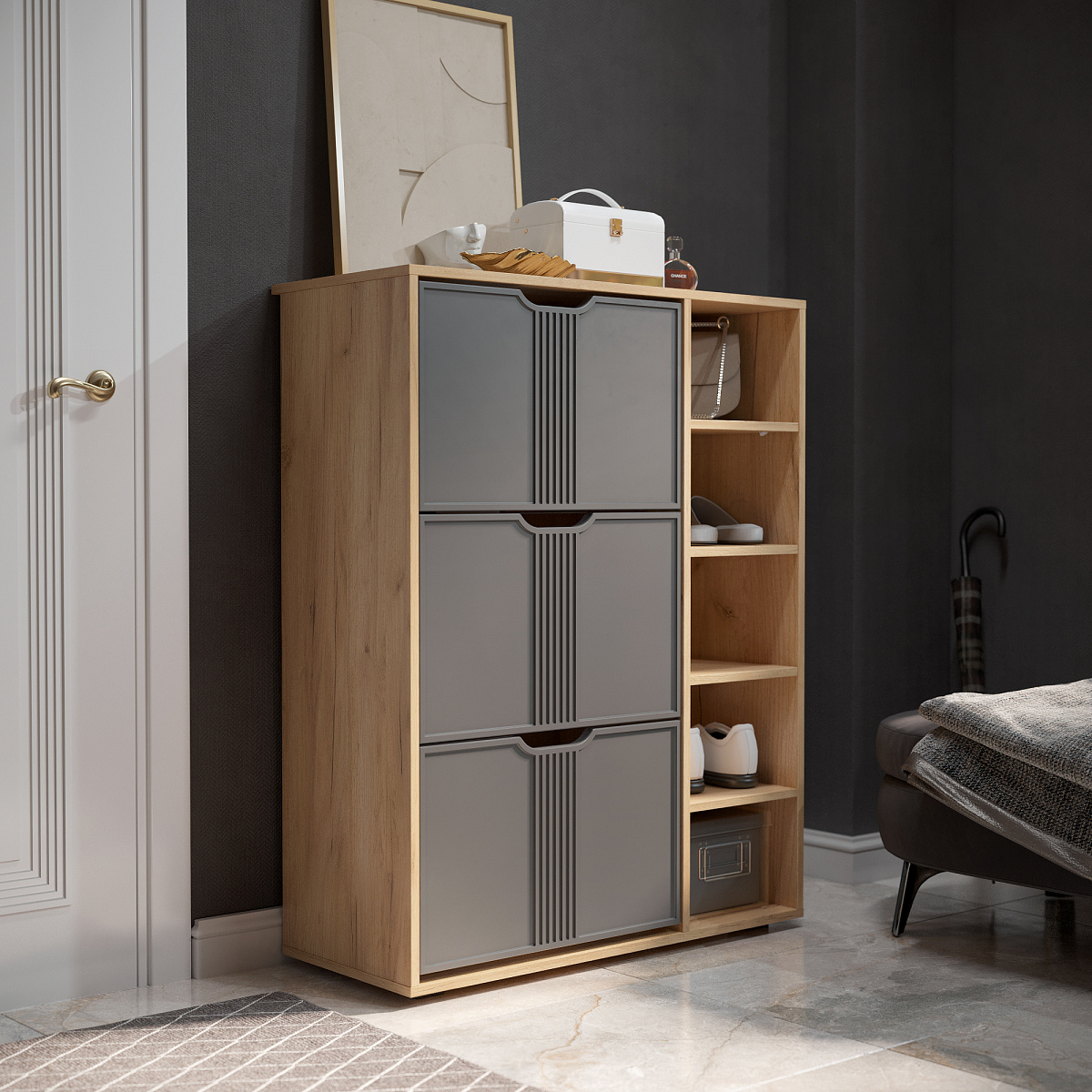 Тумба Эмилия ЭЛ-42 дуб крафт золотой/графит