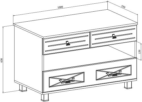 Тумба комбинированная Элизабет ЭМ-5 орех темный