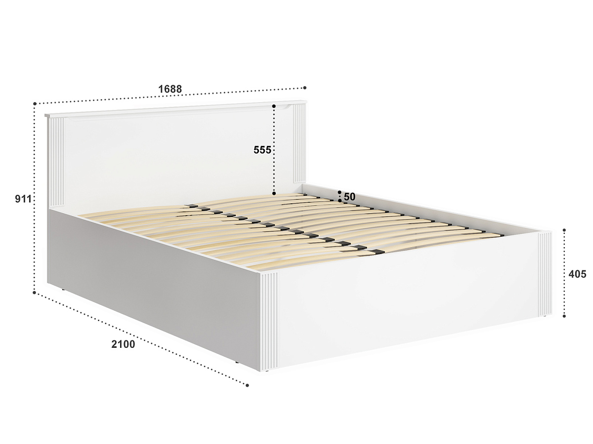 Кровать с ПМ Эмилия ЭЛ-34 (160х200) белый структурный/меренга