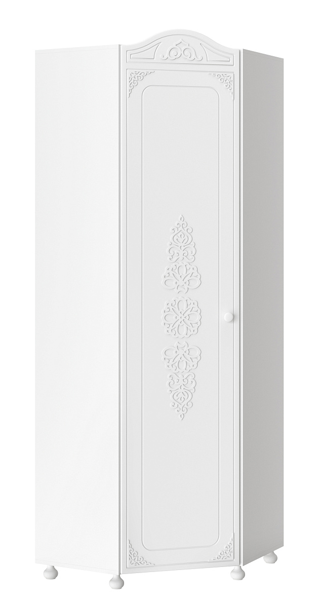 Шкаф угловой Ассоль АС-521К (левый c короной) белое дерево