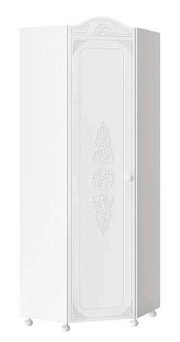 Шкаф угловой Ассоль АС-521К (левый c короной) белое дерево