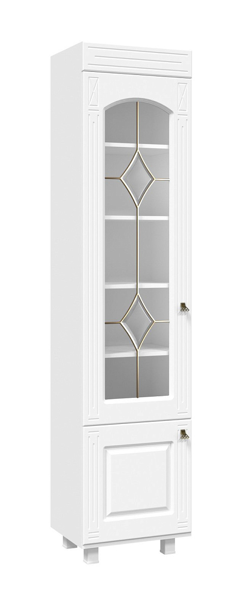 Шкаф-витрина со стеклом  Элизабет ЭМ-4 (левый) белое дерево