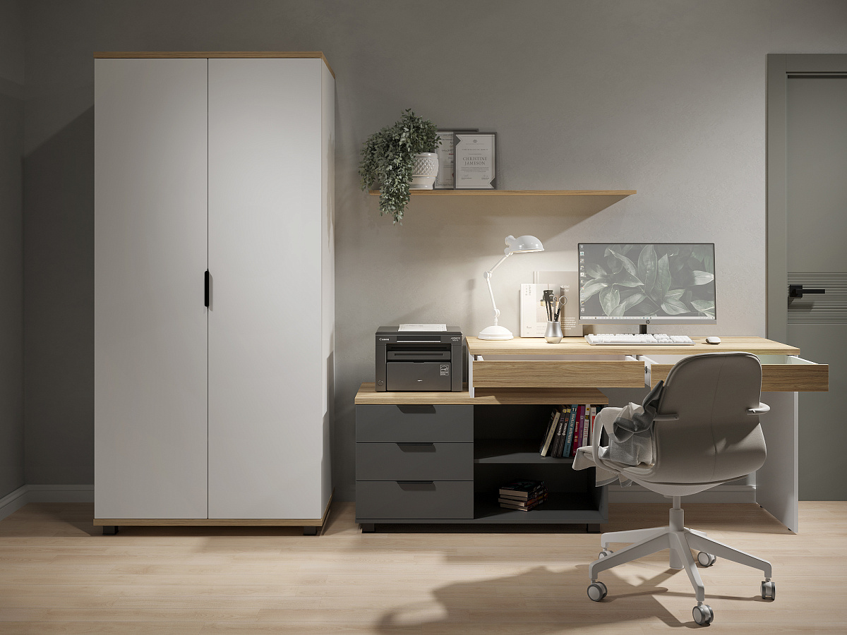 Шкаф платяной Скайлайт СЛ-6К блэквуд ячменный/белый/меренга