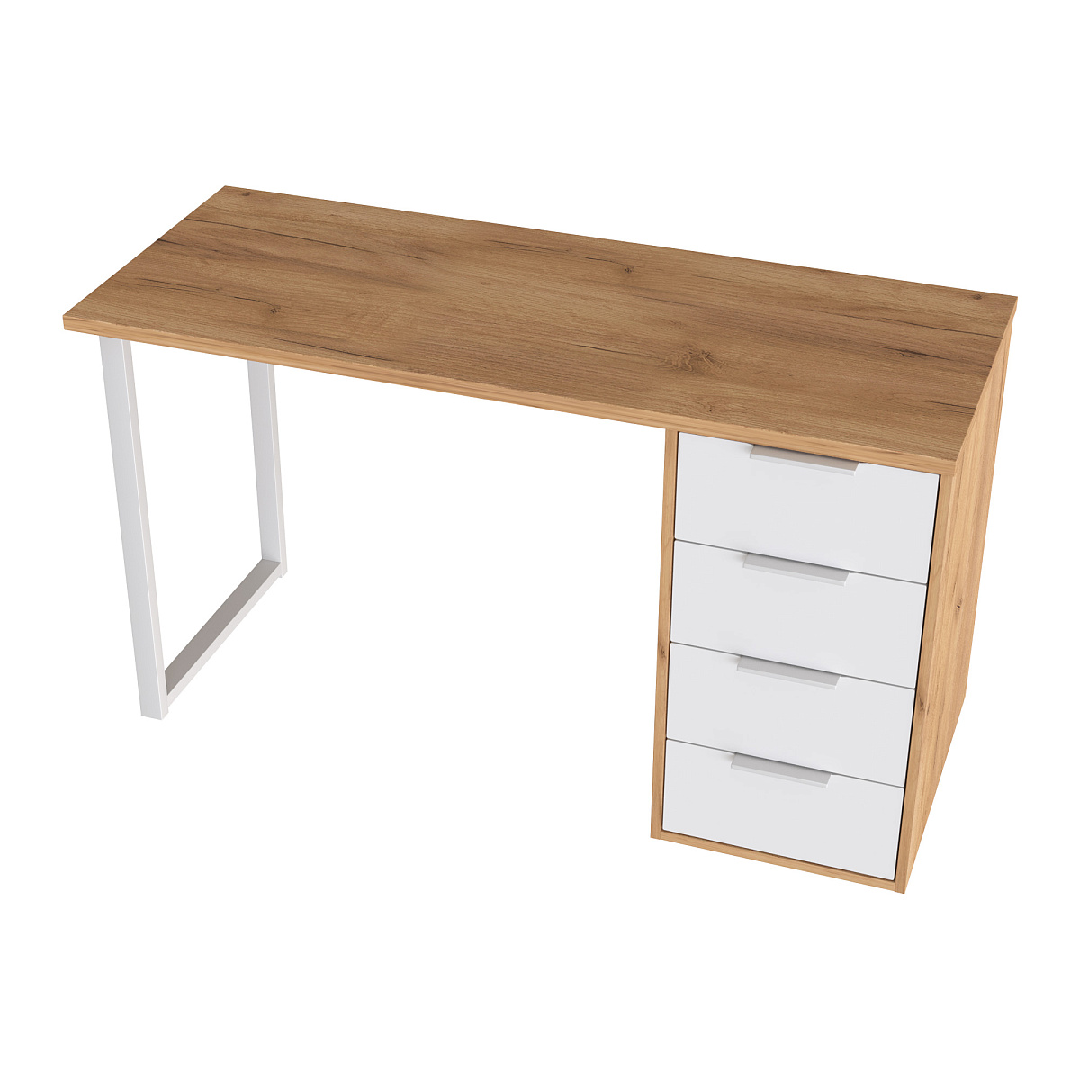 Стол С-412 дуб крафт золотой/меренга (1350х550 белая опора)