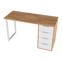 Стол С-412 дуб крафт золотой/меренга (1350х550 белая опора)