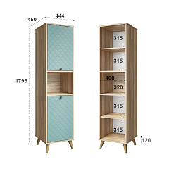 Пенал Велламо ВО-03 блэквуд ячменный/бирюза