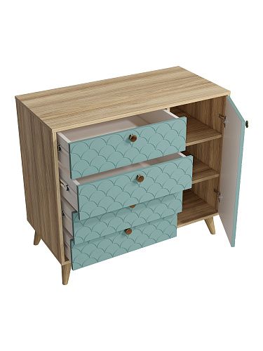 Комод Велламо ВО-11 блэквуд ячменный/бирюза