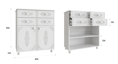 Тумба комбинированная Ассоль АС-18 белое дерево