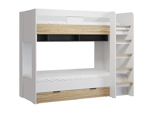 Кровать двухъярусная Скайлайт СЛ-30К (90/200) блэквуд ячменный/графит/белый