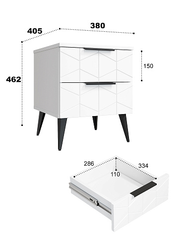 Тумба прикроватная Контемпо КТ-04 белый бриллиант/бланж