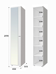 Пенал Эмилия ЭЛ-15К с зеркалом белый структурный/меренга