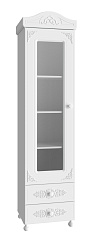 Шкаф-пенал со стеклом Ассоль АС-1 белое дерево